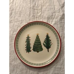 CMG Portugal Christmas Tree Hand‎ Painted Ceramic Dinner Plate 10.5 Inch Holiday